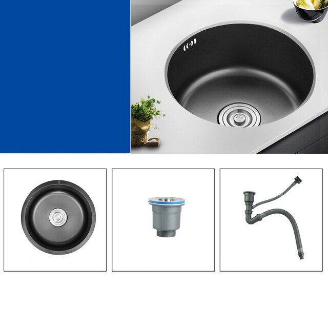 Kitchen Sink Round Sink 304 Stainless Steel Modern Bowl Black Nano