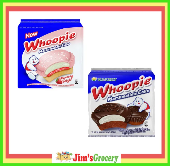 Jims Whoopie Marshmallow Cake Chocolate/Strawberry 34Gx10's (1pack