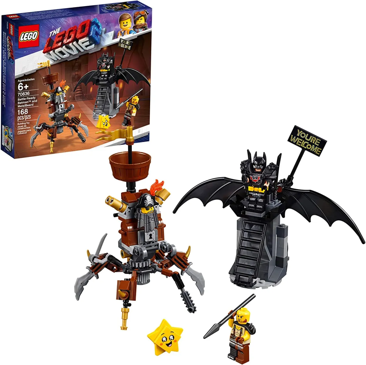 From Denmark】LEGO The Lego Movie 2 Battle Batman and Metal Beard 70836  Construction Set, Mechanical Toy for Superheroes and Pirates (168 pieces)  (Manufacturer discontinued production) Genuine Guarantee 