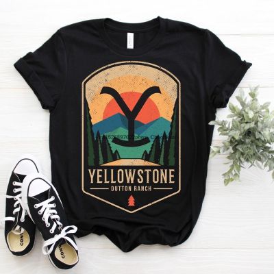 T-shirt Retro Vintage US Yellowstone National Park Clothing Outdoor Ranch Adventure Camping Hiking Couple 100% cotton