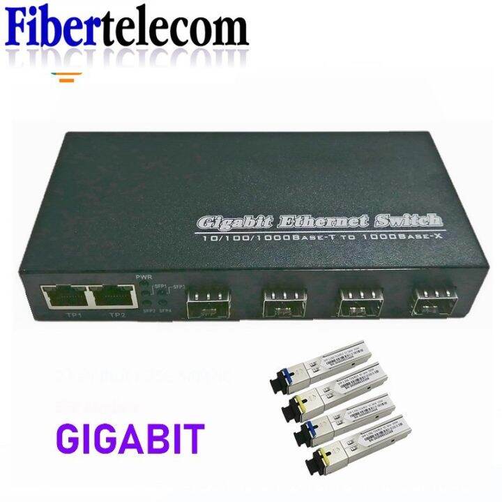 Gigabit switch Fiber Optical Media Converter 4 SFP module port