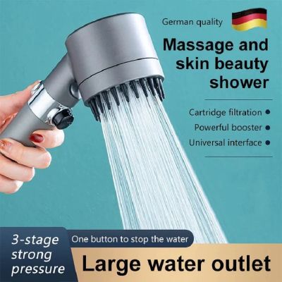 Massage And Skin Beauty Multifunctional Shower Head High Pressure 3-mode Handheld Shower Head Anti-clog Nozzles