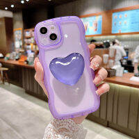 Transparent Soft Shockproof Phone Case With Love Heart Stand For iPhone 14 13 15 16 12 11 Pro Max Mini XS XR X 8 7 Plus + SE 2020 Clear Simple Phone Casing Wavy Border Phone Cover With Full Cover Lens Camera Protection Top Seller