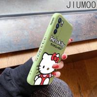 JIUMOO เคสโทรศัพท์ OPPO,สำหรับ OPPO Reno 6 5G Reno 6 4G Reno 6z 5G Reno 6 Pro 5G Reno 6 Pro + 5G เคสฝาหลังลายแมวคิตตี้น่ารักลายขอบสี่เหลี่ยมฝาครอบกล้องกันกระแทกกรณีโทรศัพท์ป้องกัน