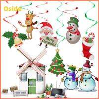 OSIDE คริสต์มาส ตกแต่งห้องนั่งเล่น ตกแต่ง Navidad ซานตาเอลค์เบลล์ มาลัยแขวนเพดาน ฟอยล์คริสต์มาส จี้เกลียว