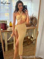 【hot】✿❧  Hugcitar Halter Backless Draped Hollow Out Shirring Bandage Prom Outfit