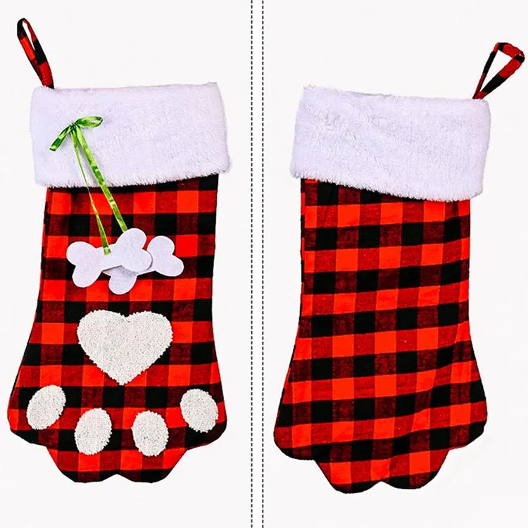 Christmas Stocking Decor Red and Black Checkered Stocking for ...