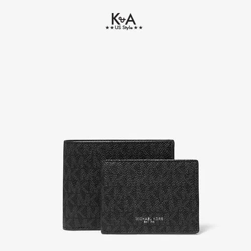 HCM]Ví nam Michael Kors chính hãng Cooper Billfold Black Logo Black with  Passcase 