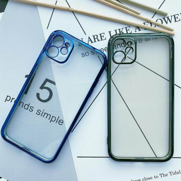 เคสโทรศัพท์-tpu-ใสอิเล็กโทรเพลทสี่เหลี่ยม-สำหรับ-iphone-13-12-11-pro-max-mini-xs-xr-x-8-7-plus-se-2020ครอบเลนส์เต็มกันกระแทกแบบบาง