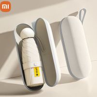 Xiaomi 8ซี่โครงร่มอาบแดดขนาดเล็กกระเป๋าแบบพกพาร่มแคปซูลร่มกันแดดพับได้ป้องกันรังสียูวีแสงแดดพร้อมกล่อง