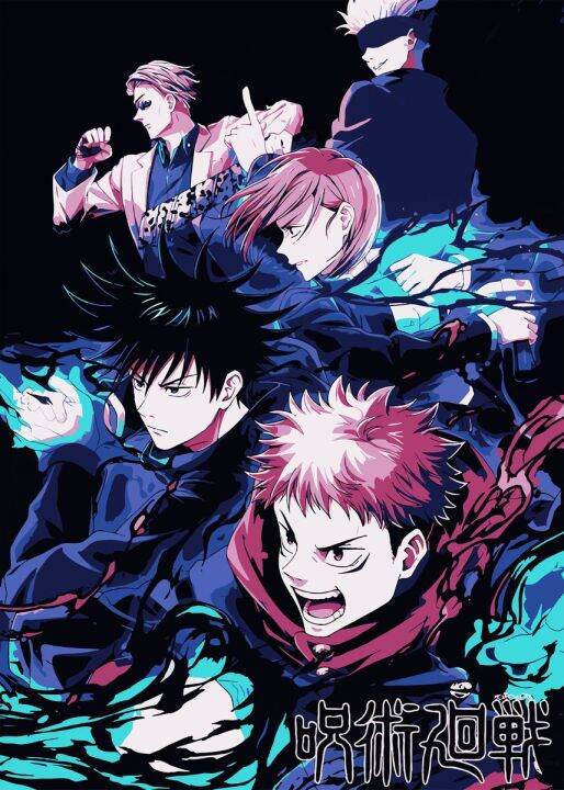 การ์ตูนญี่ปุ่นอะนิเมะ-jujutsu-kaisen-ต้องการศิลปะพิมพ์บนผนังตกแต่ง-ตกแต่งบ้าน-ภาพ-lukisan-kamar-เด็ก-โปสเตอร์-ภาพจิตรกรรมฝาผนังผ้าใบ0718ภาพวาด-1ชิ้น