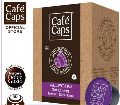 Cafecaps DG DC 15 - Coffee Dolce Gusto Allegro Doi Chang (1 กล่อง X 15 แคปซูล) - รสชาติกาแฟสุดเพอร์เฟคจากเมล็ดกาแฟอาราบิก้า 100% จากดอยช้าง ประเภทคั่วเข้มปานกลาง