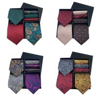 Fashion Paisley Floral Ties for Men Silk Neck Tie and Pocket Squares Sets Men 39;s Green Neck Ties Blue Neckties Grey Necktie A070