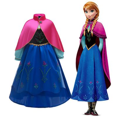 Frozen 2 Fantastic Anna Princess Dresses Girls Halloween Costume Long Gown Kids Carnaval Wedding Dress Children Cosplay Clothing