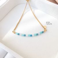 (หินเจีย 3 mm) Olivia bracelet 1 กำไลรูด กำไลสแตนเลส กำไลหิน สร้อยข้อมือหิน ares.nature