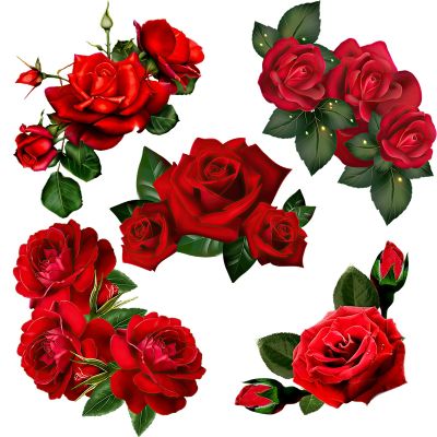 Three Ratels QCF217 red rose wall art for home decoration Toilet Decal