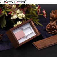 JASTER USB 2.0 Flash Drive 4GB 8GB 16GB 32GB 64GB 128GB Crystal Wooden Case USB Flash Drive Pen Drive Free Custom Logo