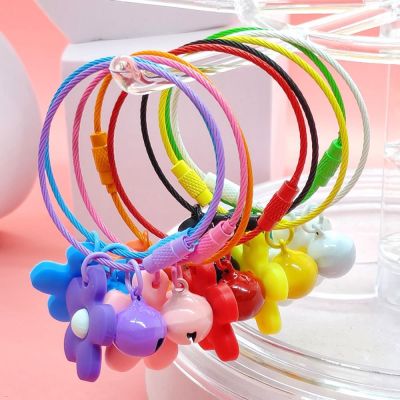 5pcs/lot Colorful Stainless Steel Wire Keychain Cable Loop Screw Lock Rope Key Holder Keyring Key Chain Rings Outdoor Tools