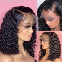 Deep Curly Bob T Part Lace Wig Brazilian Human Hair With Baby Hair Short Bob Wig 4x4 Lace Closure Wigs For Women Deep Wave Wig [ Hot sell ] Toy Center 2