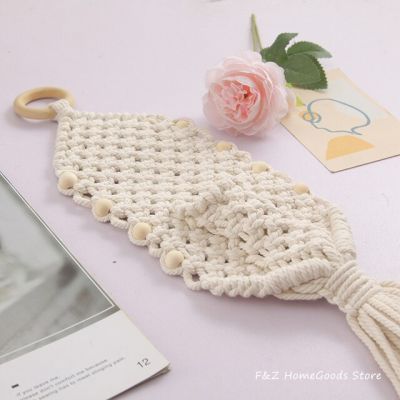 กระเช้าดอกไม้แขวนแขวนผ้าม่านผ้า Macrame สุดหรูงานฝีมือแบบโบฮีเมียนทอมือสำหรับตกแต่งตกแต่งห้องนั่งเล่น