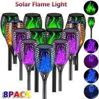 NEW 1/2/4/6/8Pcs Solar Flame Torch Lights Flickering Light Waterproof Garden Decoration Outdoor Lawn Path Yard Patio Floor Lamps