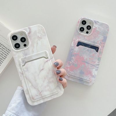 （cold noodles）กรณีโทรศัพท์สำหรับ iPhone 13 12 11 Pro X XR XS Max 7 8บวก SE ศิลปะหินอ่อนกระเป๋าสตางค์ F Unda กับผู้ถือบัตร Soft TPU สำหรับ iPhone 11กรณี