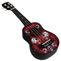 21 Inches Skull Pattern Ukulele Hawaii Guitar Acoustic Instrument Practice Ukulele Instrument for Beginner Musical Gifts