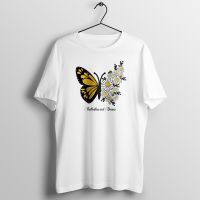 COD DDDGRYTRY ✨Mytee✨100 Cotton T Shirt Women Korean Cotton Oversized Tee Butterllies and Daisies Print Loose BF Wind Graphic Tee