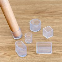 hotx【DT】 4pcs Silicone Leg  Socks Transparent Table Floor Feet Cover Protector Pipe Hole Plugs