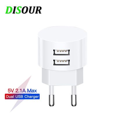 5V 2.1A Mini Round Charger US EU UK Plug Dual Ports Phone Charger For iPhone iPad Samsung Xiaomi Basic Charge Travel Charger