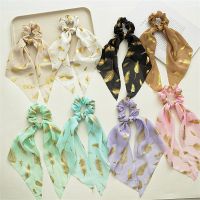 เกาหลีใหม่แฟชั่นชีฟอง Feather Streamer ริบบิ้นผม tial Scrunchies อุปกรณ์เสริมผมสำหรับผู้หญิง Girls