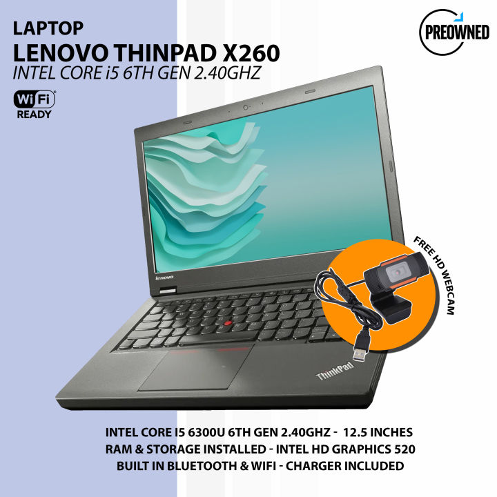 Laptop Lenovo Thinkpad X260 Intel Core I5 6th Gen 8gb Ram 256gb Ssd 12 5 Inches Wifi