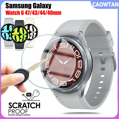 กระจกนิรภัยสำหรับ Samsung Galaxy Watch 6 40มม. 44มม. Watch6 43มม. 47มม. ฟิล์มป้องกันปกป้องหน้าจอกระจกใส9H แบบคลาสสิก