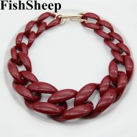 【DT】hot！ FishSheep Statement Wine Chunky Chain Choker Necklace Resin Big Pendants Necklaces 2019 Jewelry