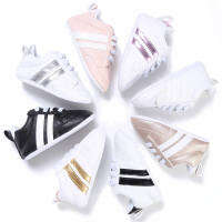 Baby Shoes Boy Girl Solid PU Striped Sneaker Comfort White Shoes New Style Newborn Infant First Walkers Casual Crib Moccasins