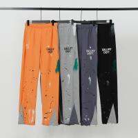 High Street Vintage Splash Ink Letter Printing Double Stitching Men Women Trousers Micro Flared Pants