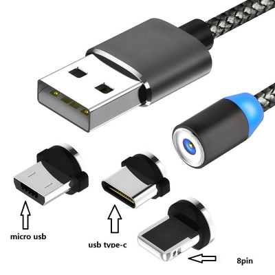 เคเบิลไมโคร USB แม่เหล็ก Type C,iPhone 8ที่ชาร์จสำหรับ Samsung X ที่ชาร์จเร็วอะแดปเตอร์สายไฟสายสายส่งโทรศัพท์มือถือแม่เหล็กเร็ว