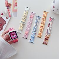 ✒✹ Dla iWatch SE 7 6 5 4 3 2 1 dla pasek do Apple watch silikonowy pasek 3D Cartoon miś uroczy pasek do zegarka 44mm 42mm 40mm 38mm