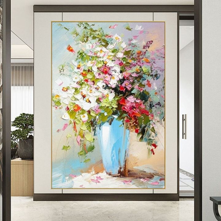 ภาพสีน้ำมันนามธรรมบนผ้าใบในห้องนั่งเล่นทอง-modern-wall-art-ภาพวาดตกแต่ง-frameless