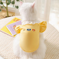 DY Loving Simon Cat เสื้อเย็บปักถักร้อยลาย Flying Sleeves Dog Cotton Lace Clothes