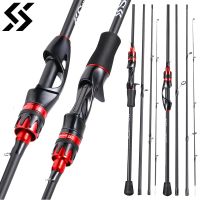 Sougayilang Casting Spinning Fishing Rod 2.1m UltraLight Carbon Pole 4 Section with EVA Handle Baitcasting