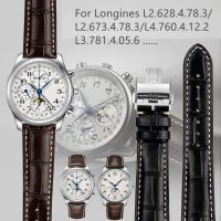 สายนาฬิกาหนังวัวแท้2 13/14/15/18/19/20/21/22มม. สำหรับ Longines ซีรีส์ Wath B ใช้ได้ทั่วไปสำหรับผู้ชายผู้หญิงที่มีโลโก้