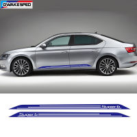 1 set Car Door Side Skirt Stickers For-Skoda Superb Scout Racing Sport Stripes Auto Body Decor Vinyl Decals Exterior Accessories