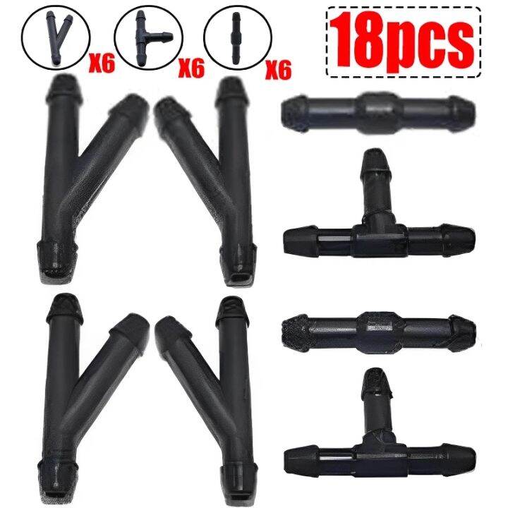 18pcs Windscreen Washer Joiner Pipe Connector T Piece Straight 3 Way Y