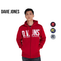 DAVIE JONES เสื้อฮู้ดดี้ มีซิป สีกรม สีเทา สีแดง สีน้ำเงิน Zipped Hoodie in navy JK0020NV TD RE BL