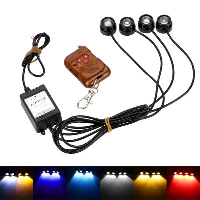 【CW】Wireless Remote Control Emergency Warning Strobe Flash Light 12V 4 in 1 LED Car Eagle Eye Light Car Daytime Running Light