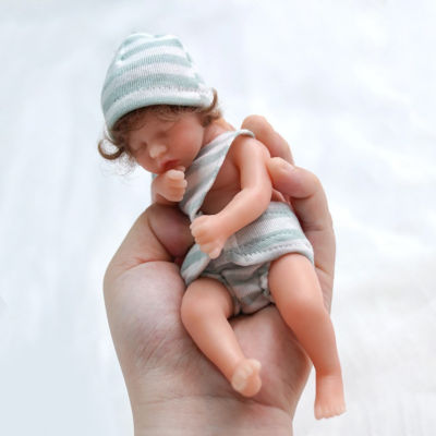 15cm6in Miniature Girl Cuddle Doll with Washable Rooted Curly Hair Smiling Face Vivid Caucasian Reborns for Infant Girl