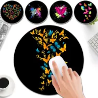 Gaming Mouse Pads Round 20*20 cm PC Mousepad Butterfly Tree Pattern Waterproof Gamer Desk Mats Stylish Desktop PC Accessories