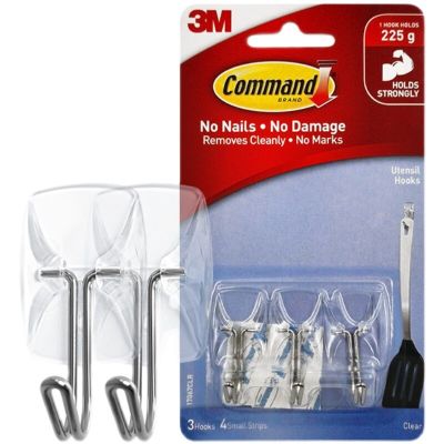 3 Pcs/board 3M Command Hook Traceless Small Wire Hooks Damage-Free Hanging Cable Hook Clear