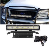 17inch Quad Row 360W LED Work Light Bar Combo Offroad With 23 Bull Bar Front Bumper License Plate Mount Bracket Wiring Kit